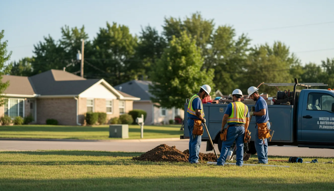 Residential water line and bathroom plumbing service in Farina, IL